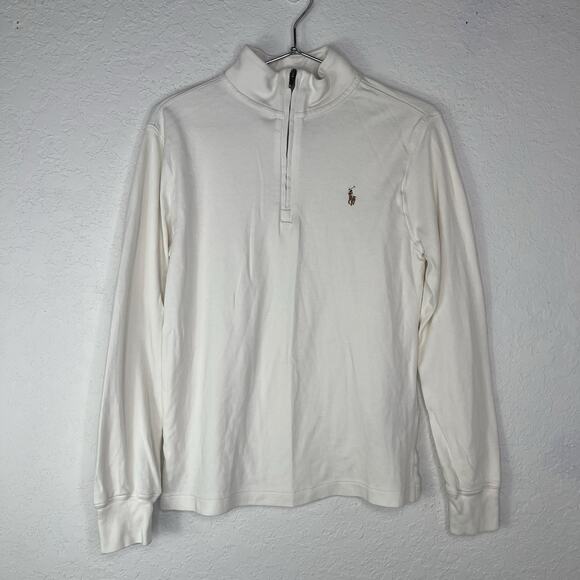 Polo Ralph Lauren Ivory Mock Neck Long Sleeve Boys Top Size M(10-12) 100% Cotton - Picture 1 of 8